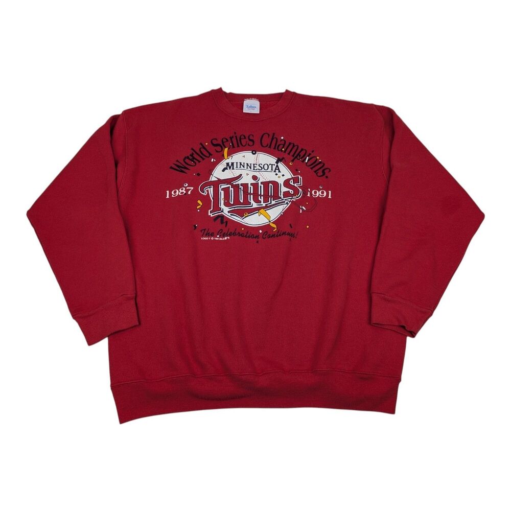 Vintage 1991 Minnesota‎ TWINS World Series Champions Crewneck Sweatshirt Red XXL
